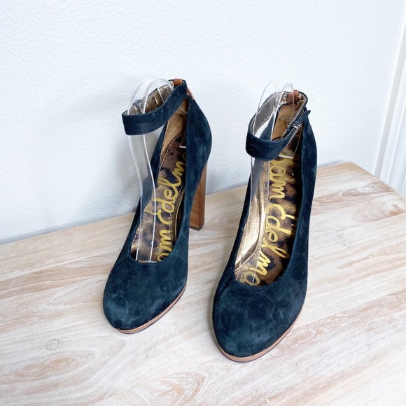 sam edelman lyla black suede high heels 9 - Picture 2 of 16